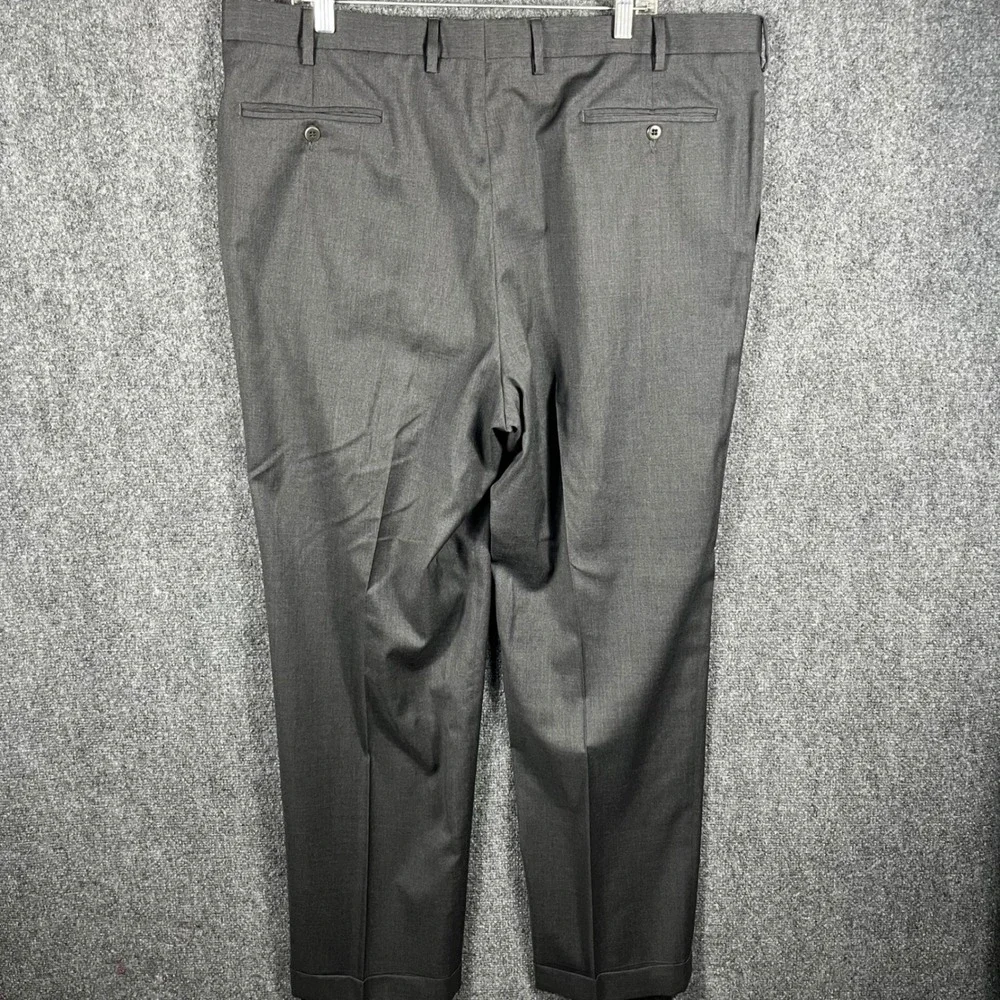 Zanella Bennett Trousers Mens 42 Black Wool Double Pleated Cuffed Italy